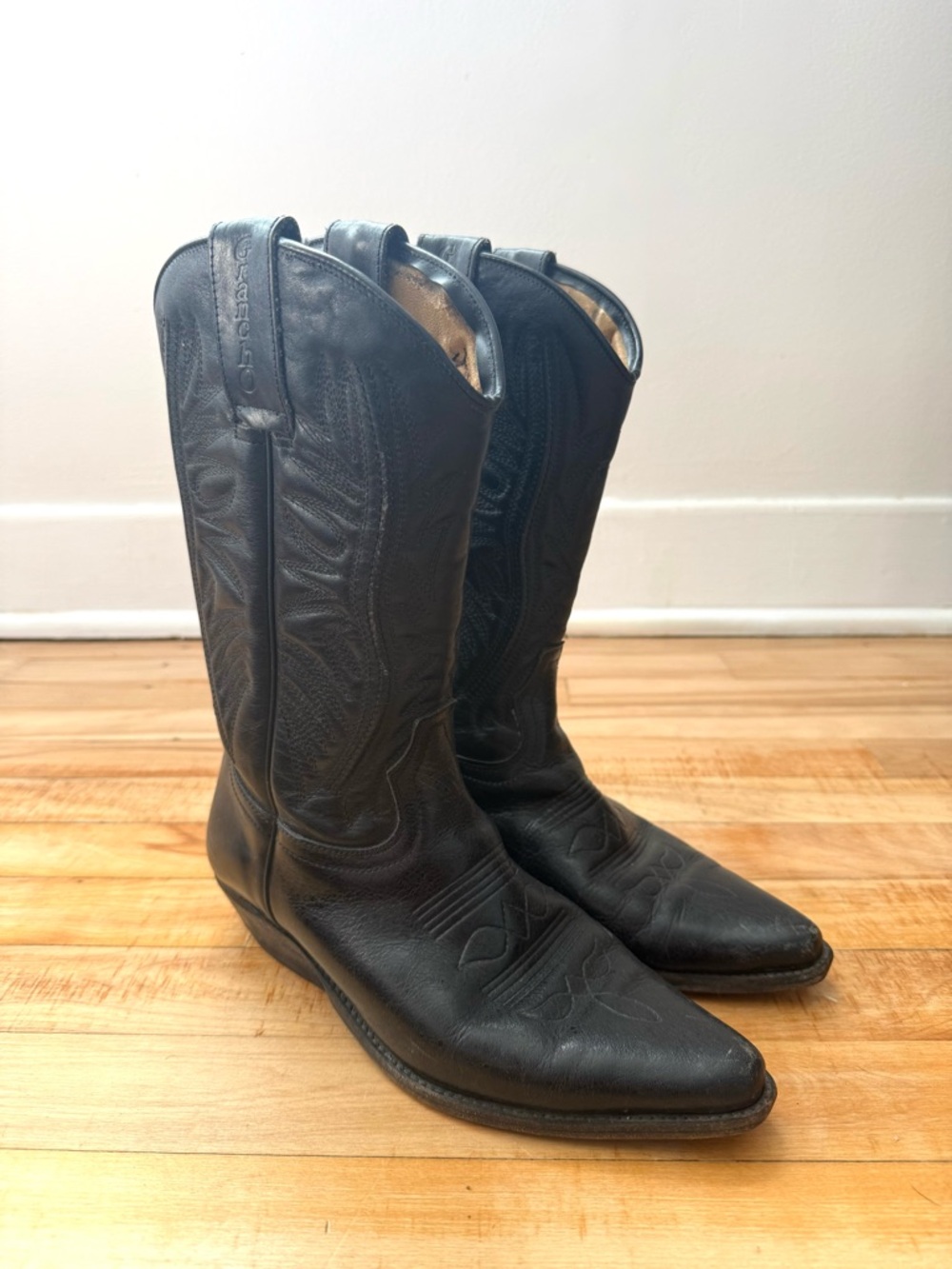 Black Leather Cowboy Boots